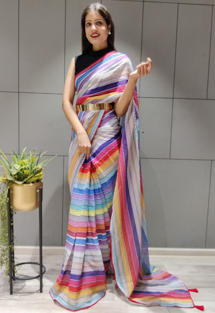 Multicolor georgette printed saree