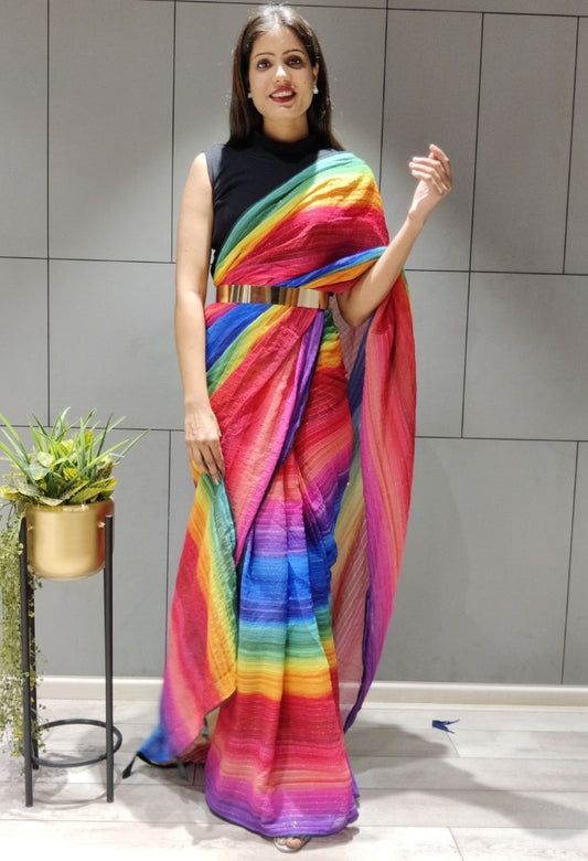 Multicolor georgette printed saree