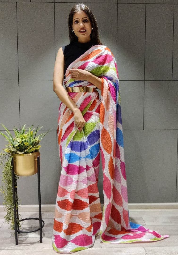Multicolor georgette printed saree