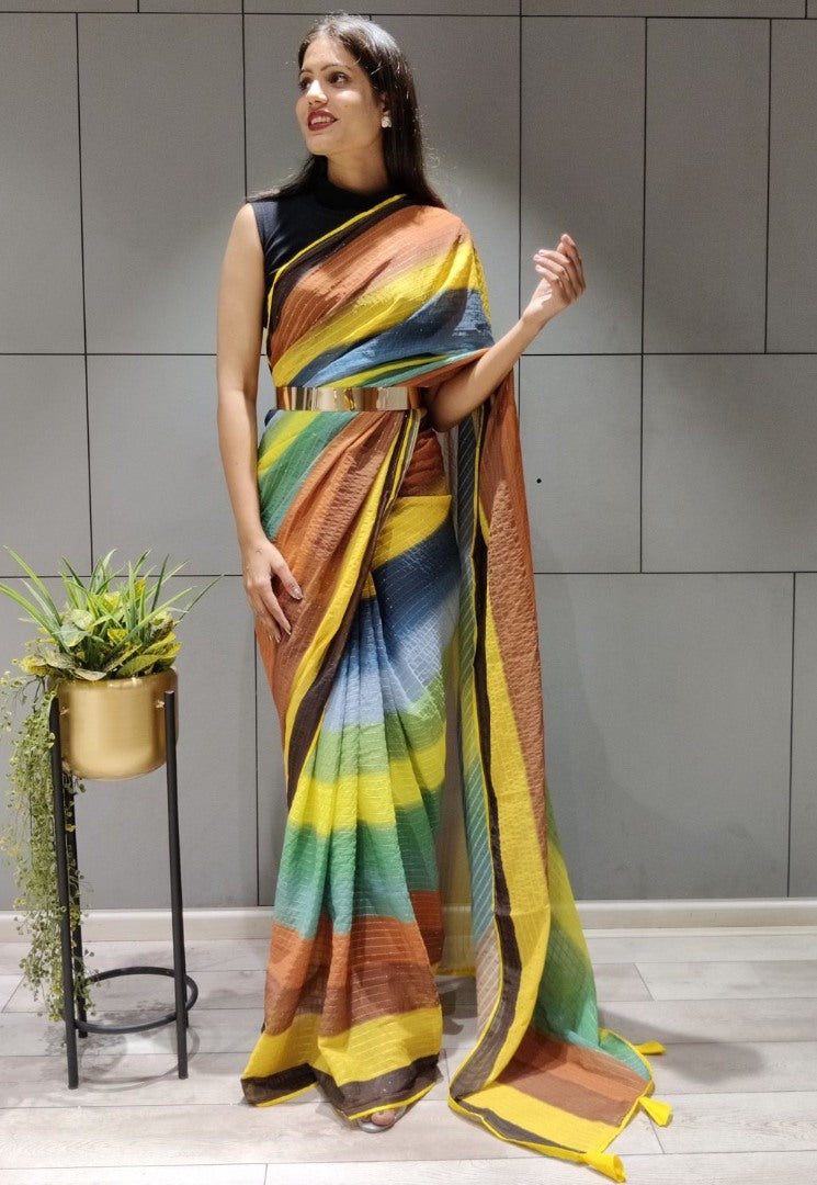 Multicolor georgette printed saree
