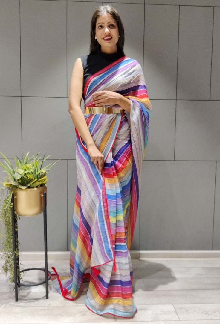 Multicolor georgette printed saree