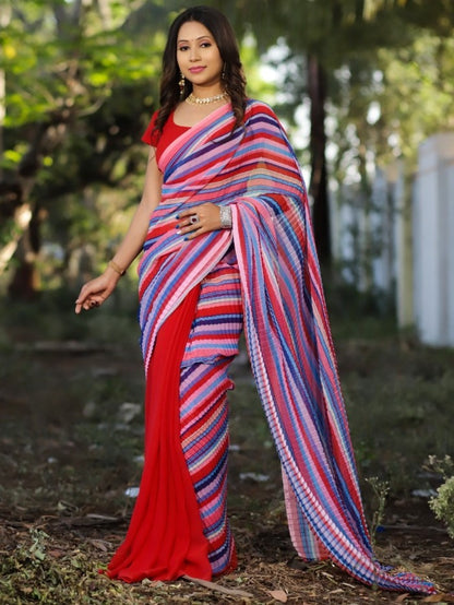 Multicolor georgette printed saree