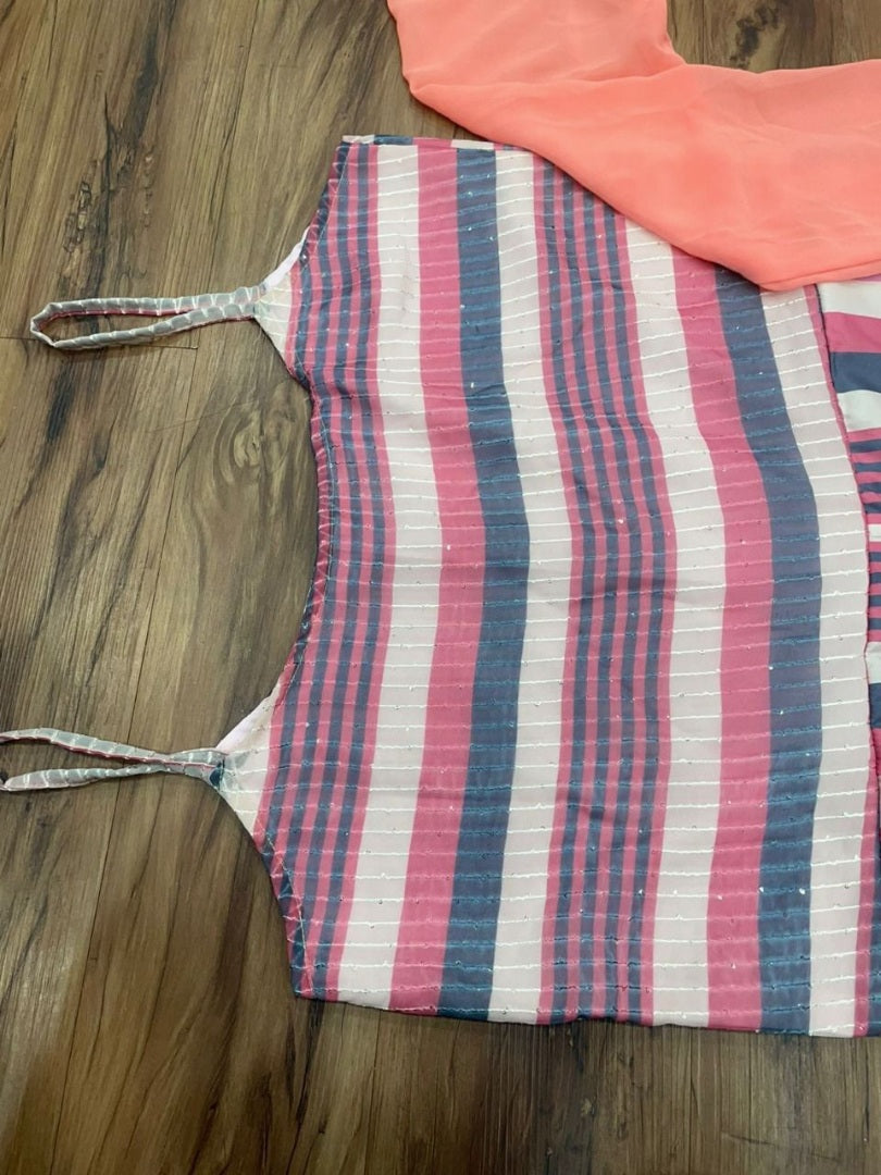 Multicolor georgette sequence and hand worked jumpsuit with koti