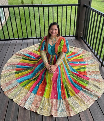 Multicolor georgette thread sequence work festive gown