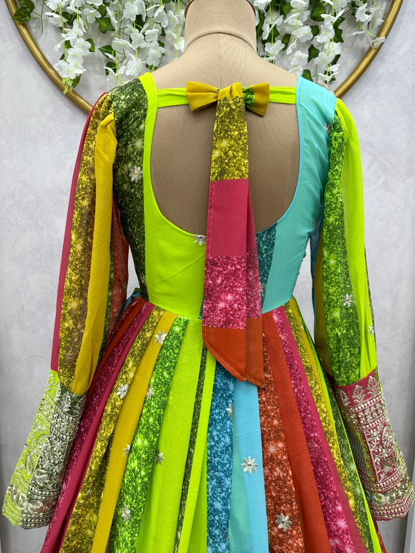 Multicolor georgette thread sequence work festive gown