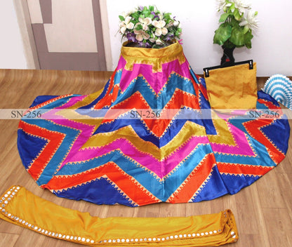 Multicolor gota silk digital printed lehenga choli