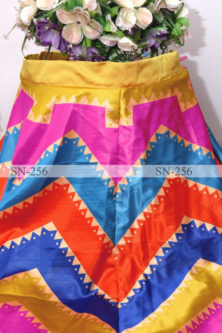 Multicolor gota silk digital printed lehenga choli