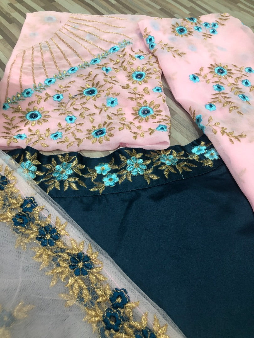 Multicolor malai satin digital printed lehenga choli