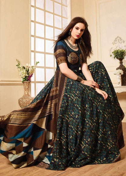 multicolor maslin cotton printed long gown
