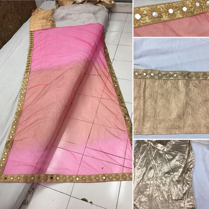 multicolor mono net mirror worked partywear saree