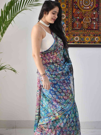 Multicolor printed holi festival special saree