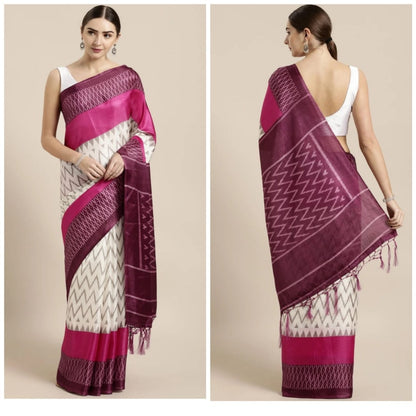 Multicolor printed khadi silk saree