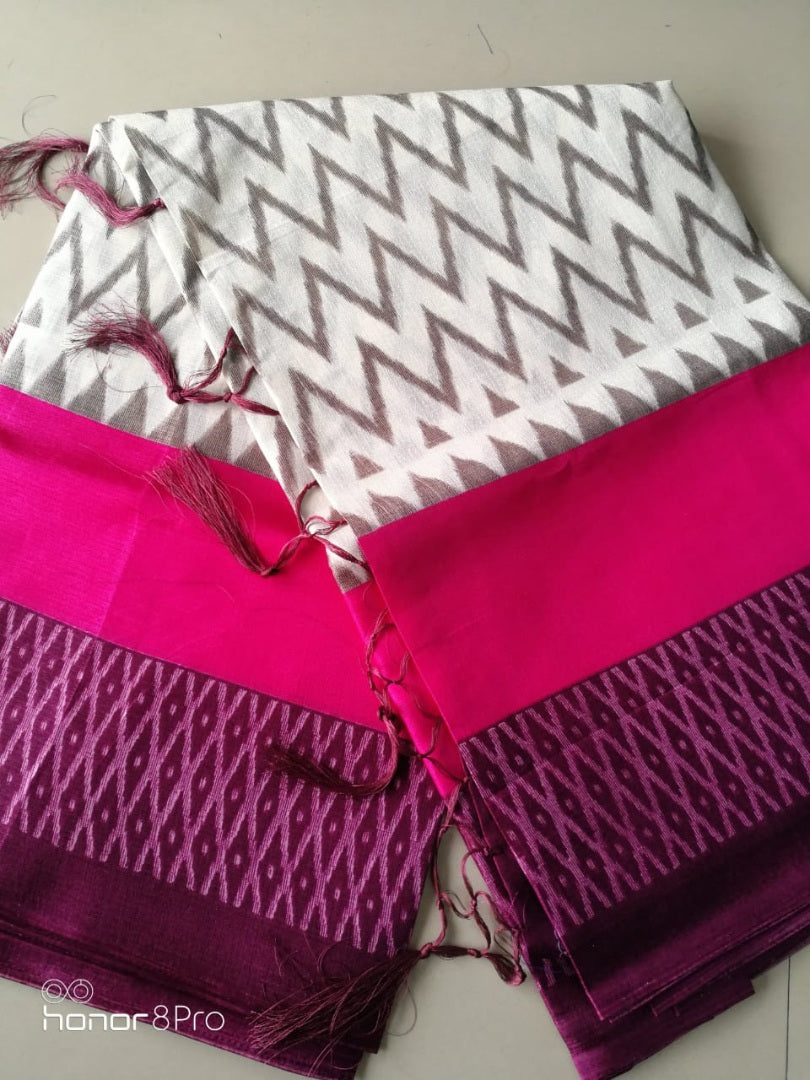 Multicolor printed khadi silk saree