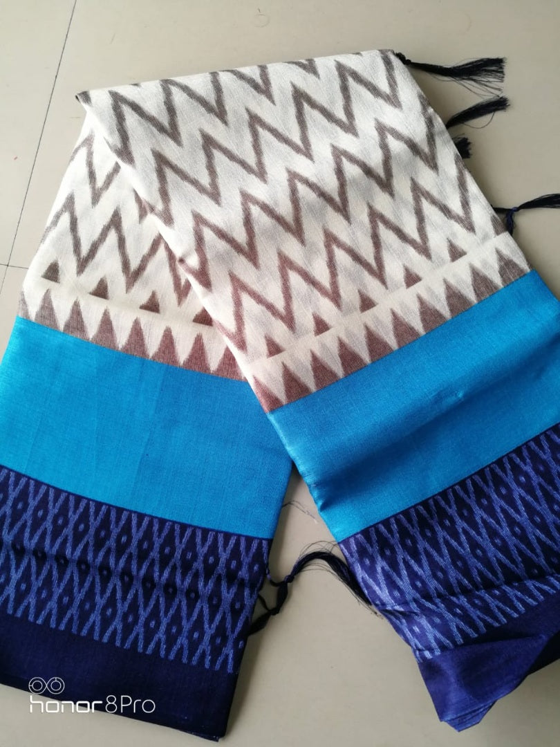 Multicolor printed khadi silk saree