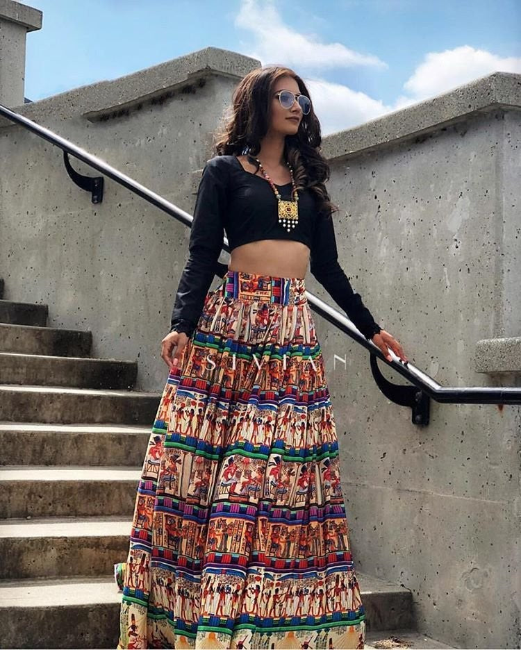 Multicolor printed tapeta silk festival wear lehenga choli