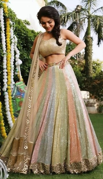 Multicolor satin banglory fully sequence work lehenga choli