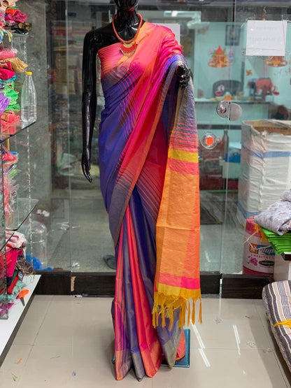 multicolor soft silk saree