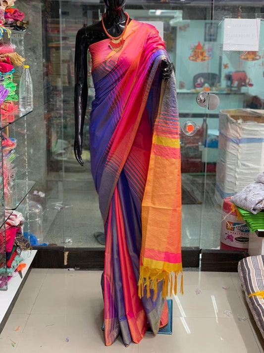 multicolor soft silk saree