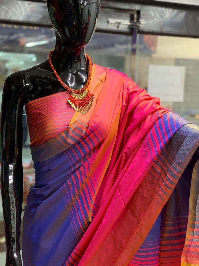 multicolor soft silk saree