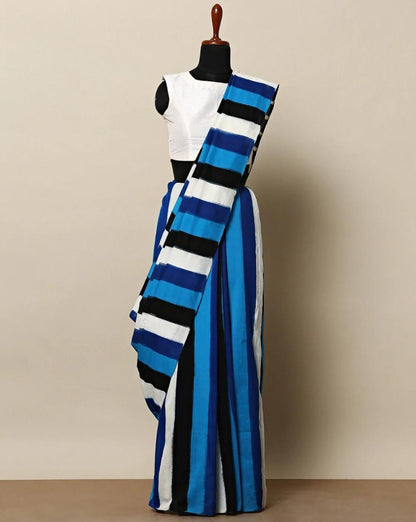 Multicolor strip paper silk saree