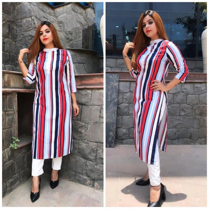 multicolor stripe digital printed plazzo kurti