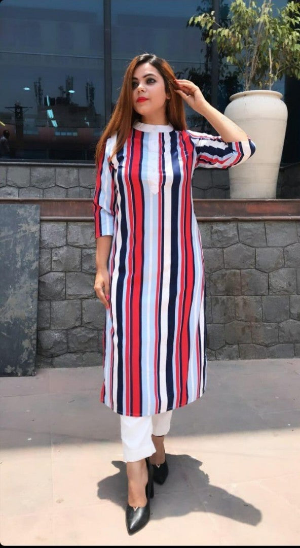 multicolor stripe digital printed plazzo kurti