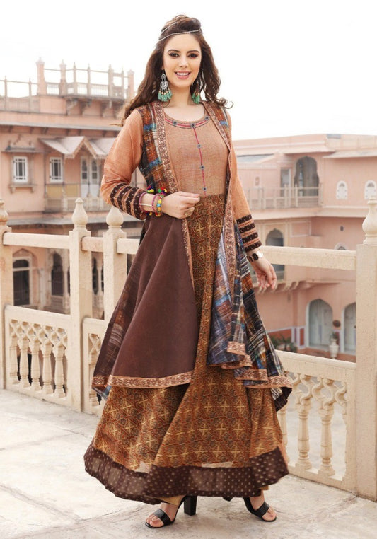 Multicolored chanderi cotton stylist long kurti