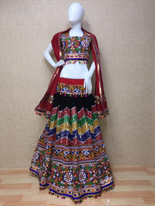 Multicolored heavy embroidery work navratri special chaniya choli