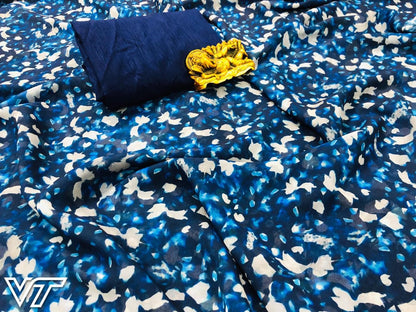 multicolored printed georgette bollywood partywear saree