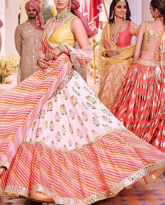Multicolored printed georgette lehenga choli