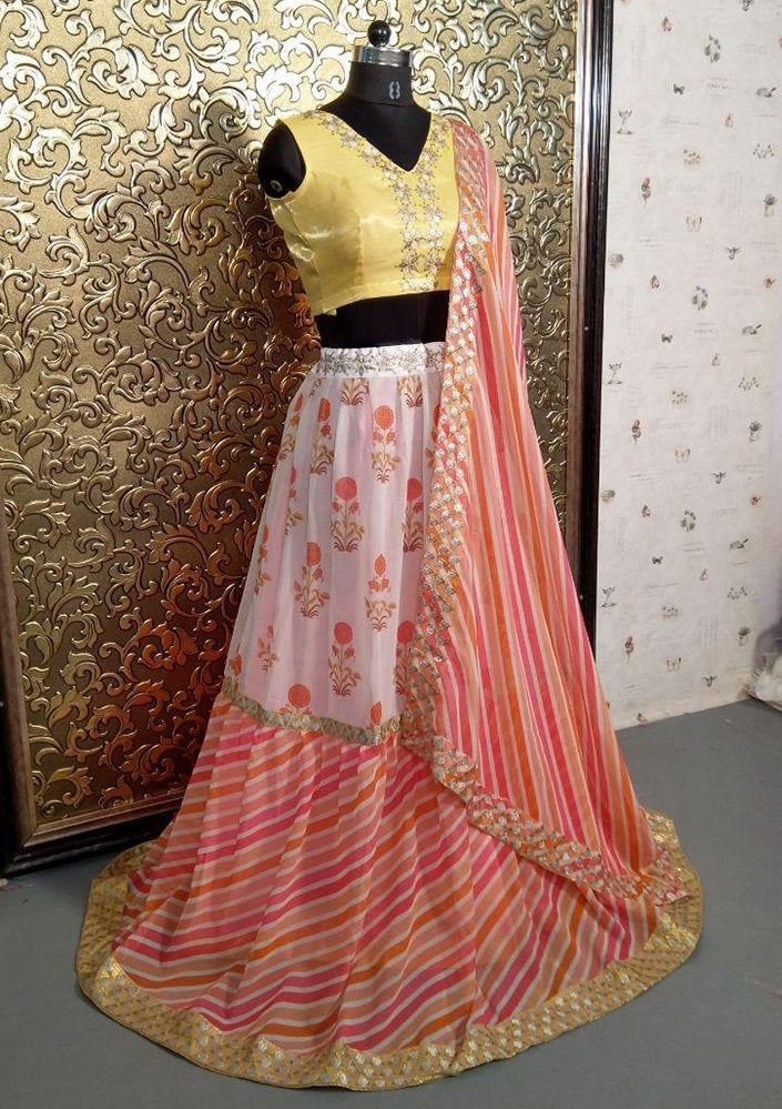 Multicolored printed georgette lehenga choli