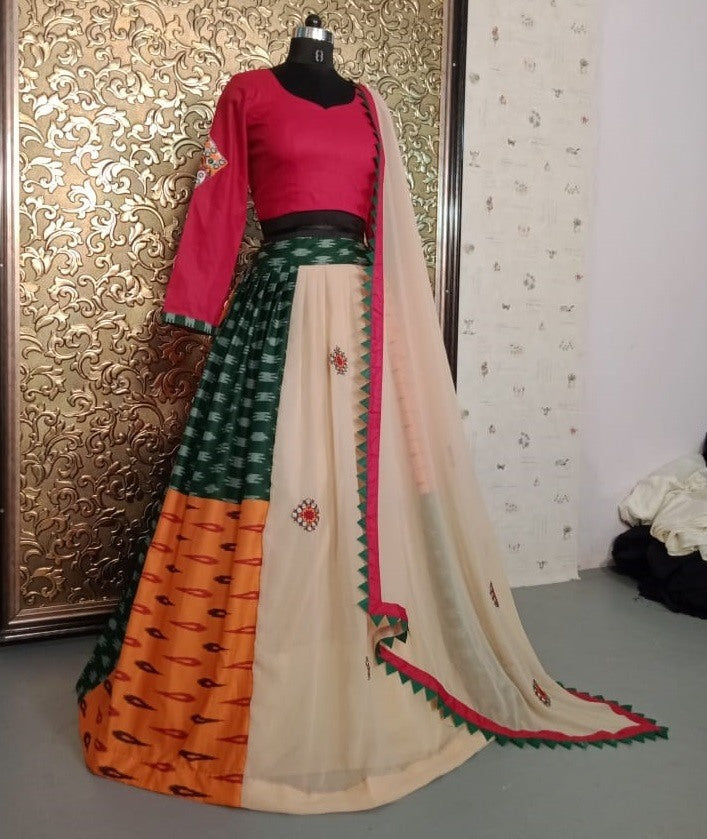 Multicolored printed heavy crape festival wear lehenga choli