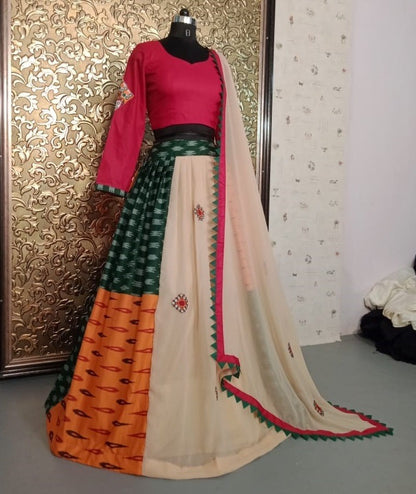 Multicolored printed heavy crape festival wear lehenga choli