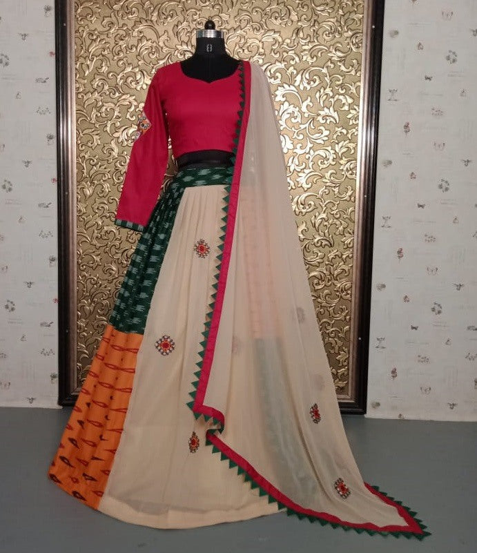 Multicolored printed heavy crape festival wear lehenga choli