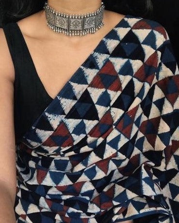 Multicolour chanderi linen digital printed cotton tussles work saree