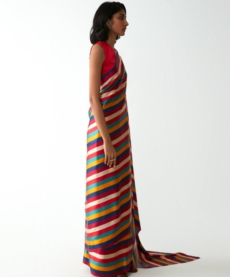 Multicolour premium crepe digital printed work saree