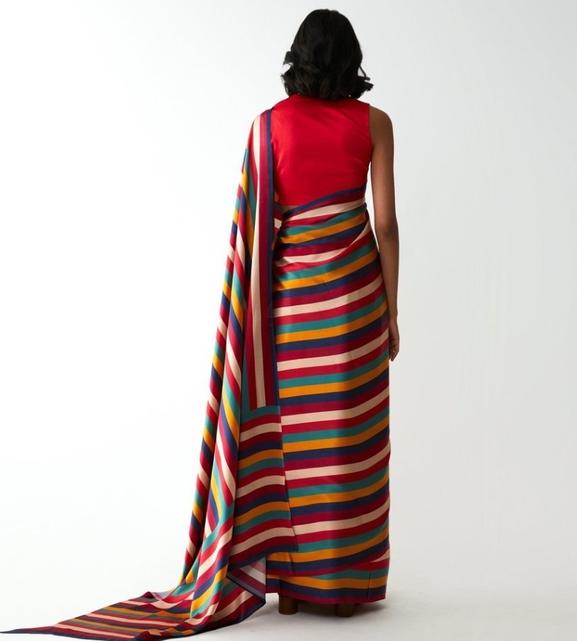 Multicolour premium crepe digital printed work saree