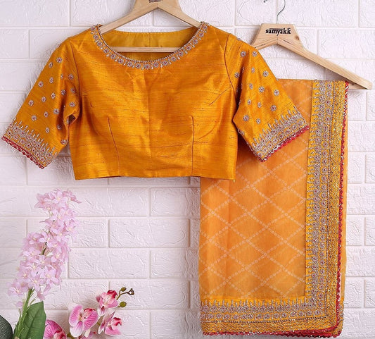 Mustard yellow malbari silk thread with sequence work saree