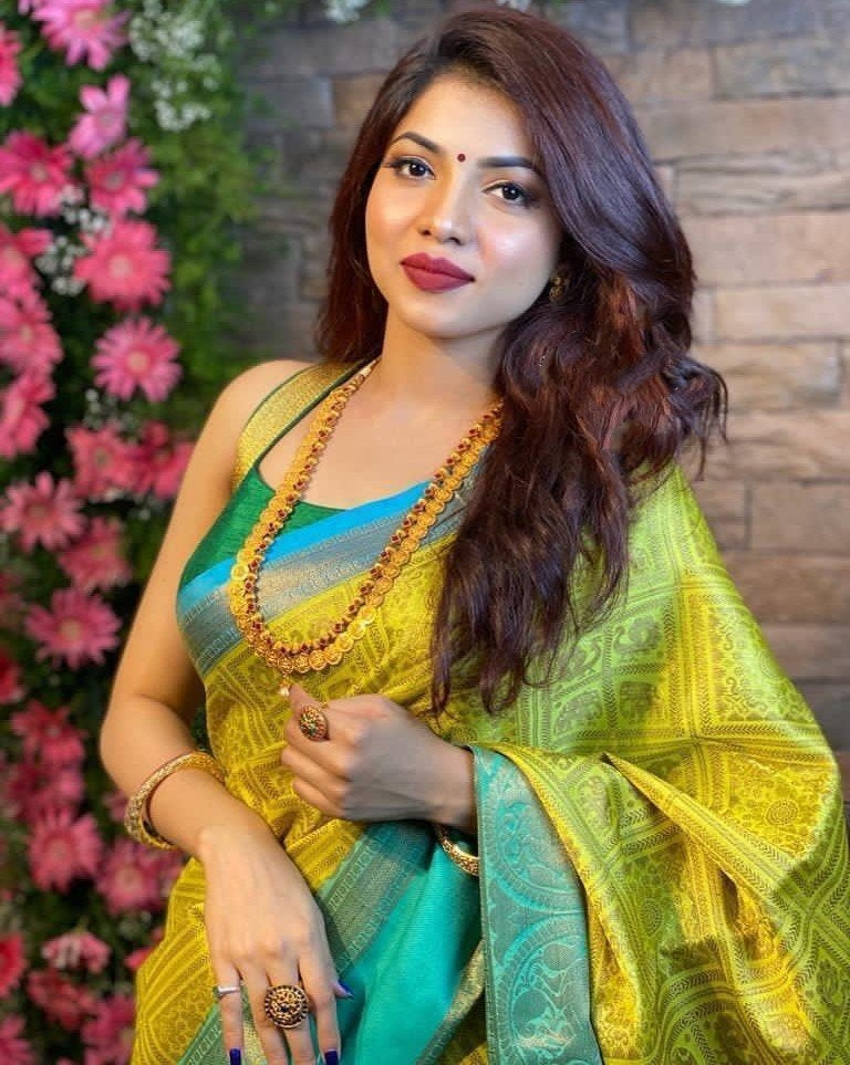 Mustard yellow soft lichi silk jacquard weaving work saree