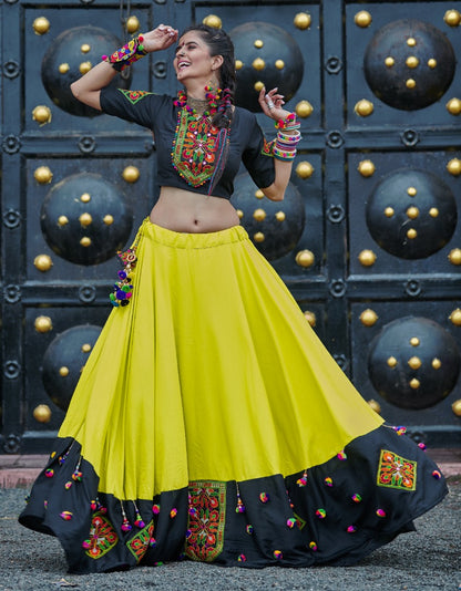 Navratri special black and green soft cotton chaniya choli for garba