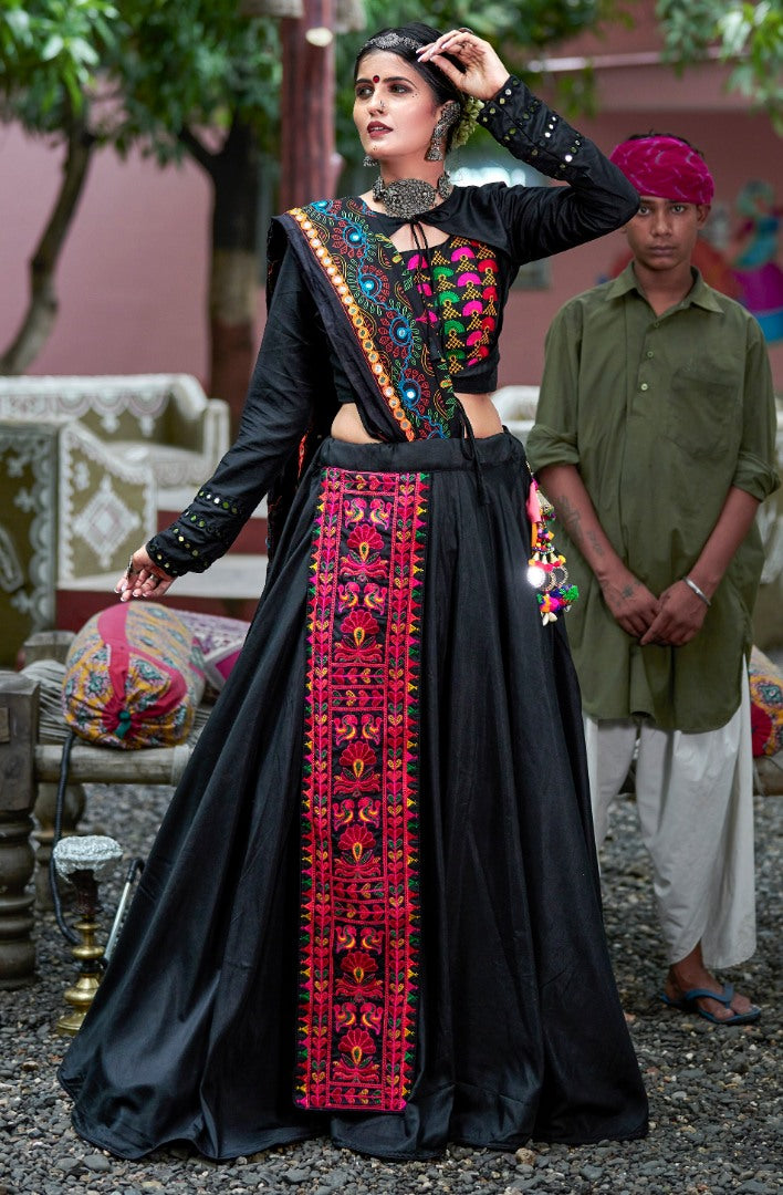 Navratri special black soft cotton chaniya choli for garba