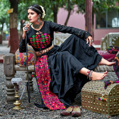 Navratri special black soft cotton chaniya choli for garba
