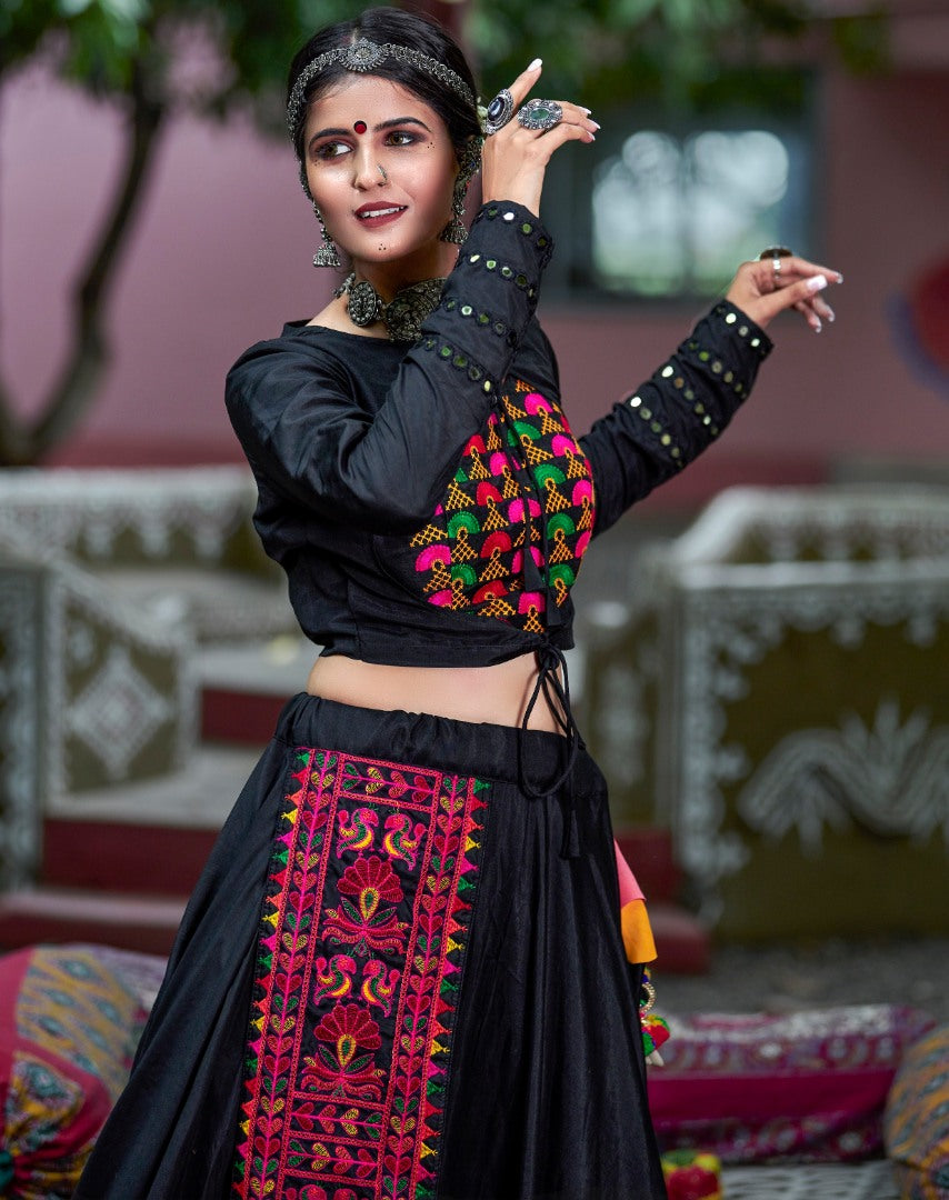 Navratri special black soft cotton chaniya choli for garba