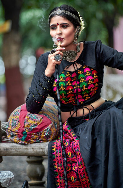 Navratri special black soft cotton chaniya choli for garba