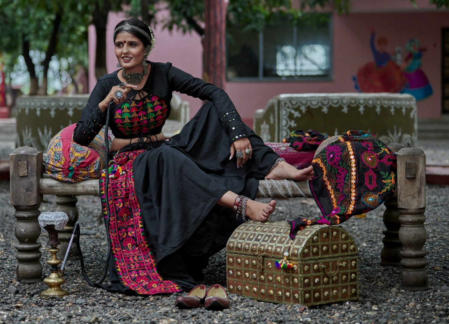 Navratri special black soft cotton chaniya choli for garba