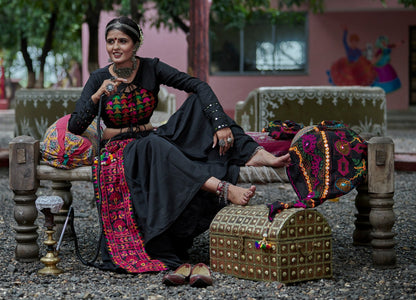 Navratri special black soft cotton chaniya choli for garba