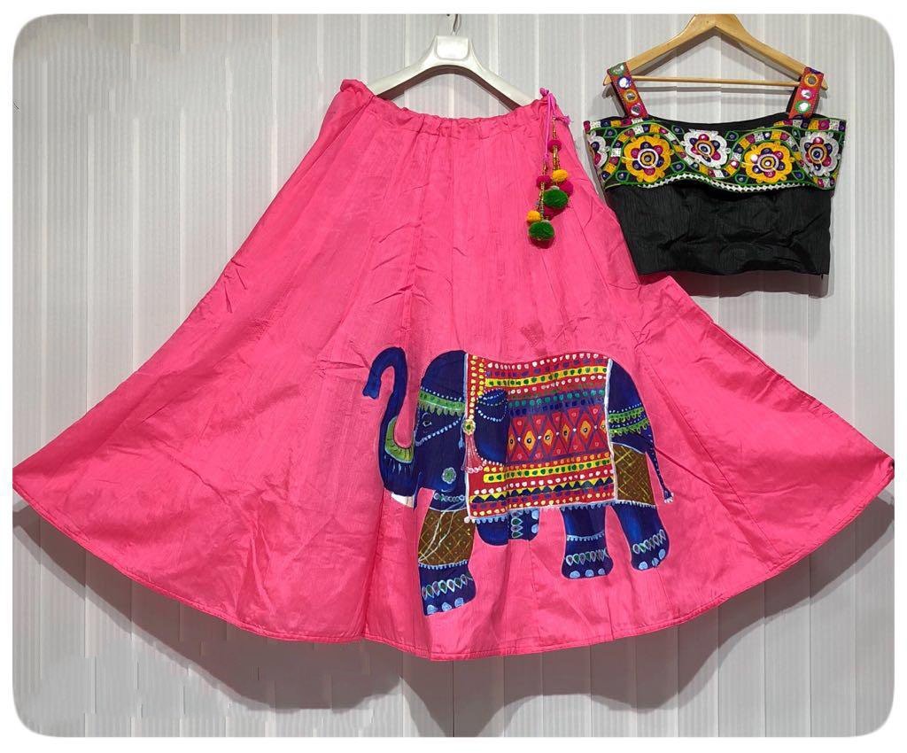 Navratri special hand printed elephant lehenga choli for garba
