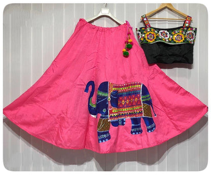 Navratri special hand printed elephant lehenga choli for garba