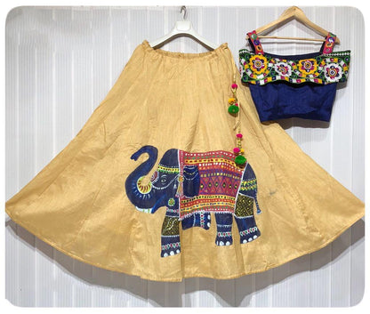 Navratri special hand printed elephant lehenga choli for garba