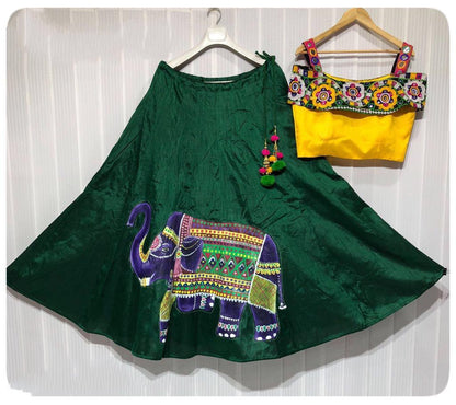Navratri special hand printed elephant lehenga choli for garba